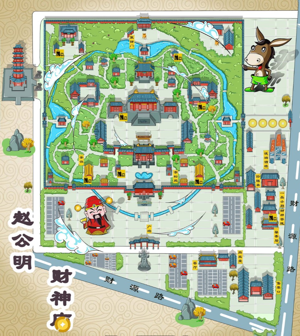 龙湾寺庙类手绘地图